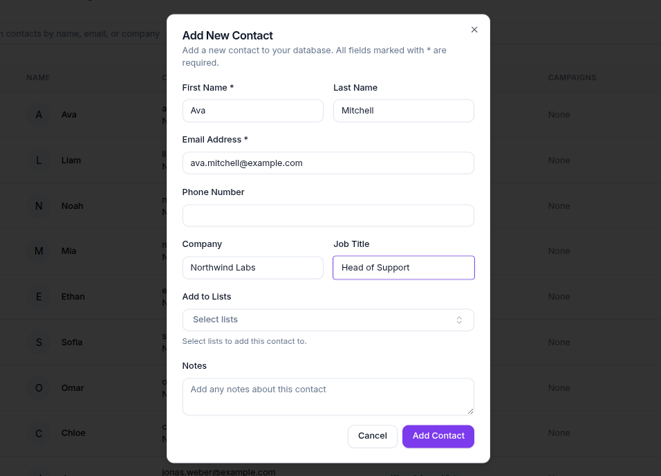 Add contact form