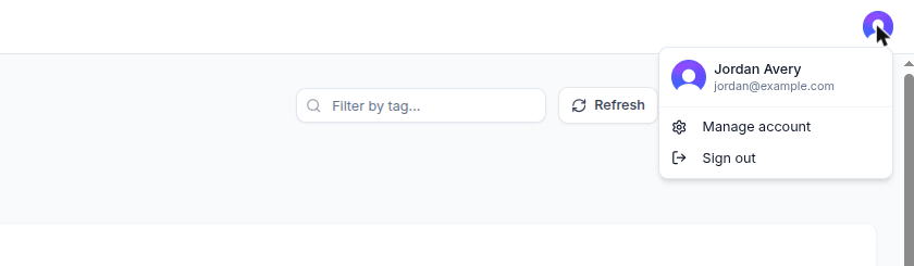 Account menu